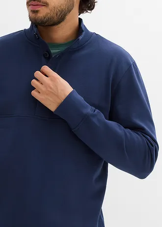 Sweater van biologisch katoen met knoopsluiting • donkerblauw • bonprix online shop