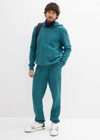 Hoodie van biologisch katoen met ritssluiting, Kleur: pepergroen