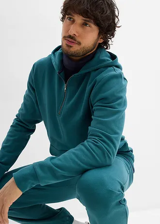 Hoodie van biologisch katoen met ritssluiting • pepergroen • bonprix online shop