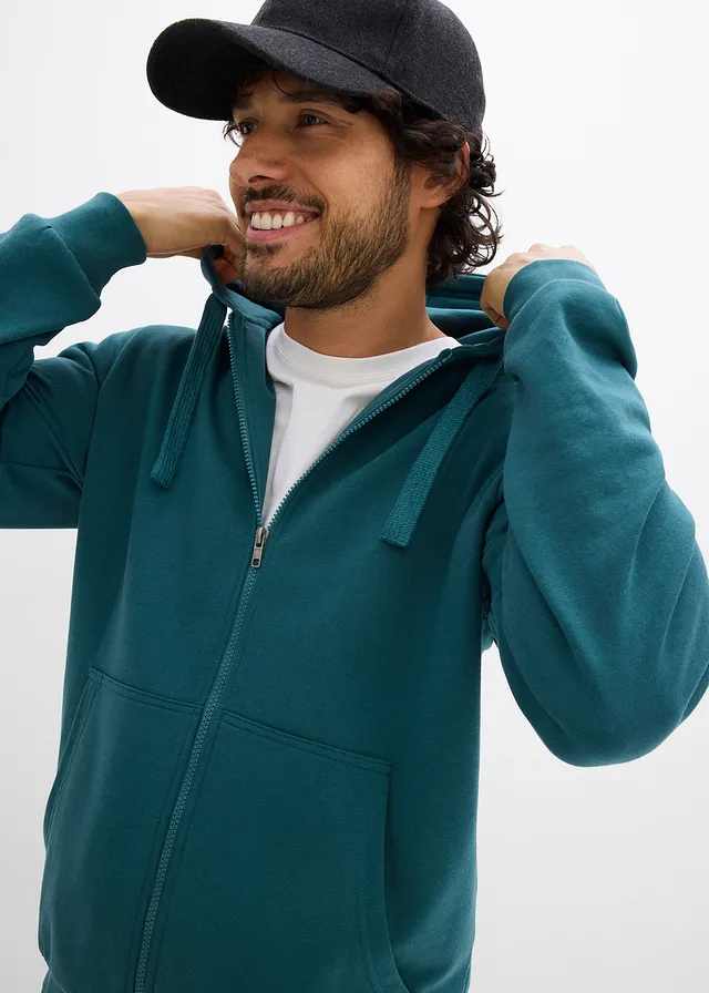 Hanorac casual cu glugă și fermoar • verde-piper • magazin bonprix
