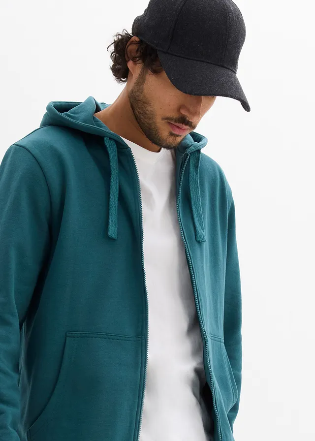 Hanorac casual cu glugă și fermoar • verde-piper • magazin bonprix