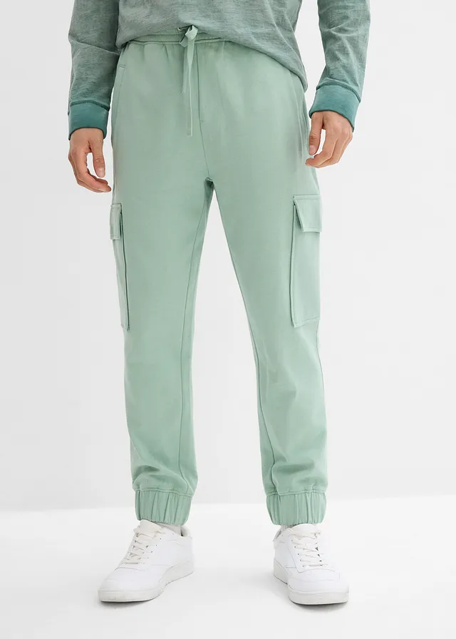 Pantalon de jogging avec poches cargo, loose, Couleur: vert pastel