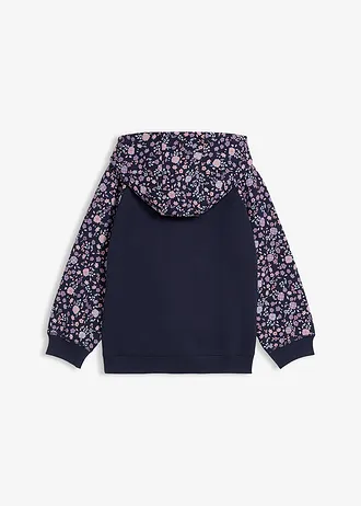 Bluza z kapturem z czystej bawełny organicznej • granatowy z nadrukiem • sklep bonprix