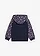 Sweatvest met capuchon van puur biologisch katoen, Kleur: donkerblauw met print