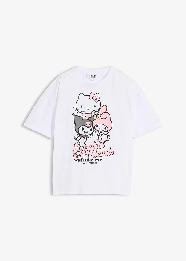 Hello Kitty oversized shirt van puur katoen, Kleur: wit met print