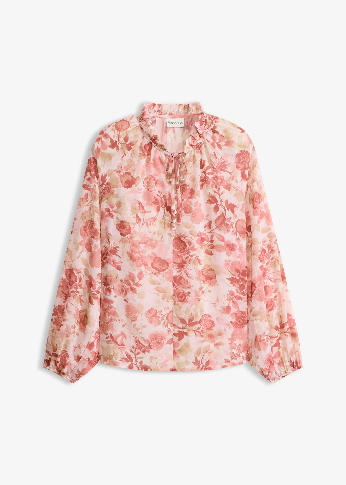 Chiffon tuniek met strikdetail • lichtroze gebloemd • bonprix online shop