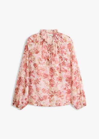 Chiffon tuniek met strikdetail • lichtroze gebloemd • bonprix online shop