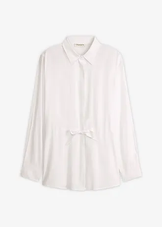 Popeline blouse met ingelegde plooien