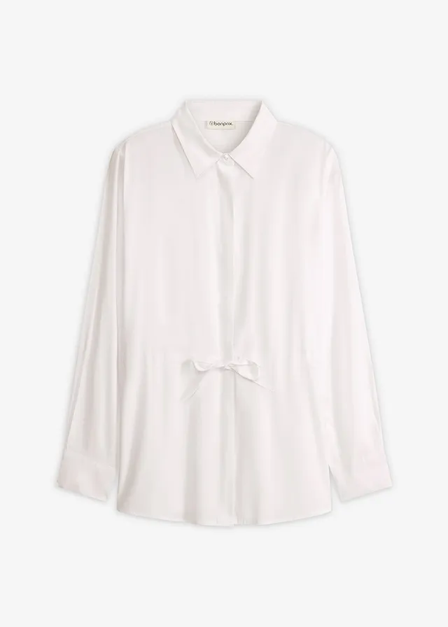Popeline blouse met ingelegde plooien