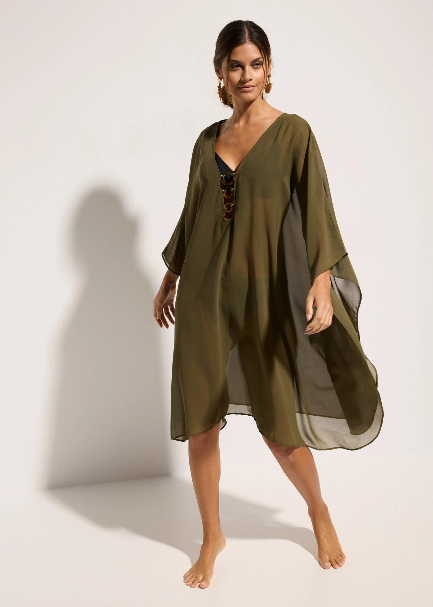 Strandtuniek van chiffon • donkerolijfgroen • bonprix online shop