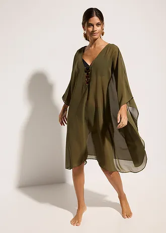 Könnyű sifon strand tunika • sötét olívazöld • bonprix áruház
