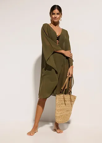 Rochie-tunică de plajă din șifon subțire • oliv închis • magazin bonprix