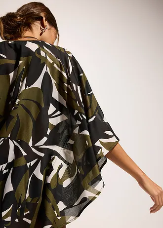 Tunique de plage transparente • noir-kaki foncé graphique • Boutique bonprix