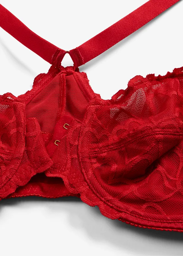 Soutien-gorge agrafé devant avec dentelle • rouge salsa • product-page.page-title-suffix