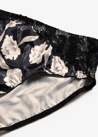 Maxi alsó csillogó hatással és csipkés részletekkel • fekete/virágmintás • bonprix áruház