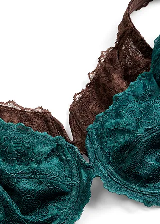 Sutien cu armătură cu efect lucios (set/2 buc.) • verde-piper+maro închis • magazin bonprix