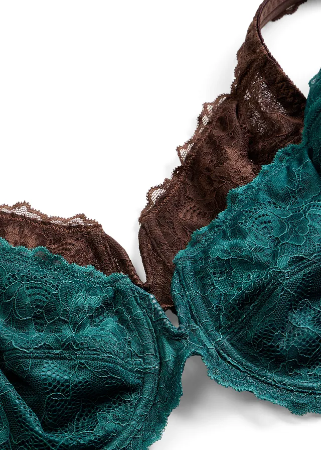 Lot de 2 soutiens-gorge à armatures, détails brillants • vert poivre + marron foncé • product-page.page-title-suffix