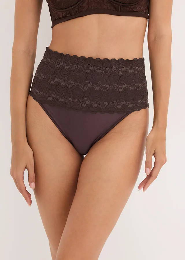 Lot de 2 slips sculptants, maintien fort, Couleur: marron foncé