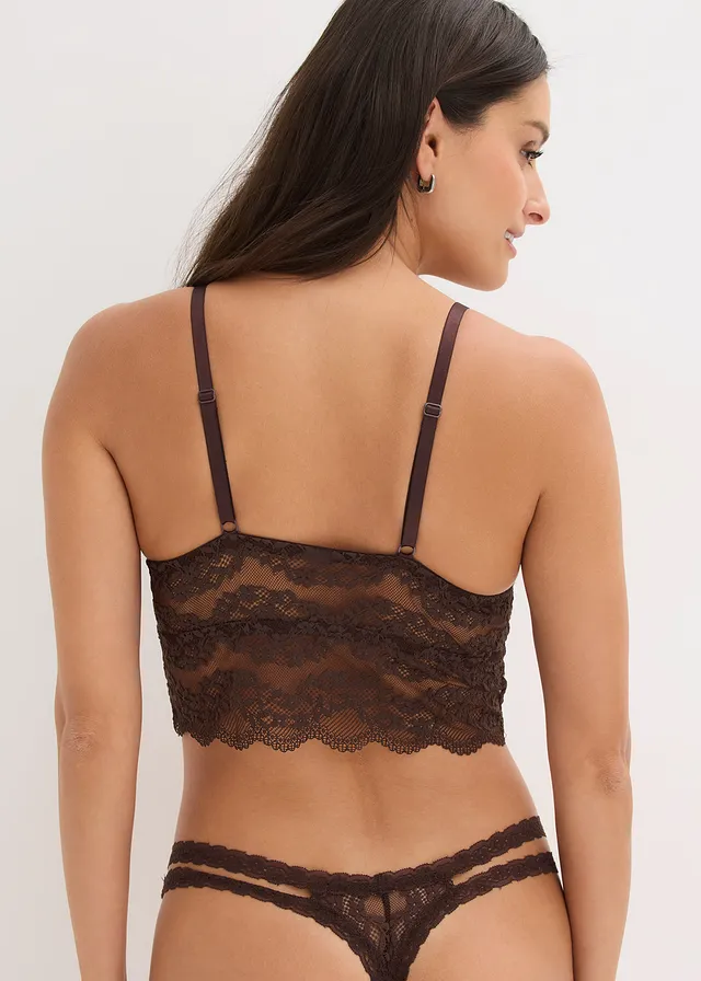 Bralette zonder beugels met gebloemd kant • donkerbruin • product-page.page-title-suffix
