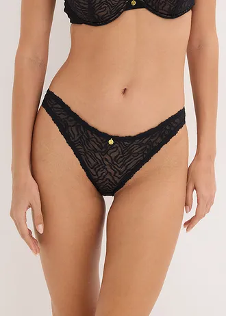 Chilot mini cu dantelă fină, culoare: negru zebra