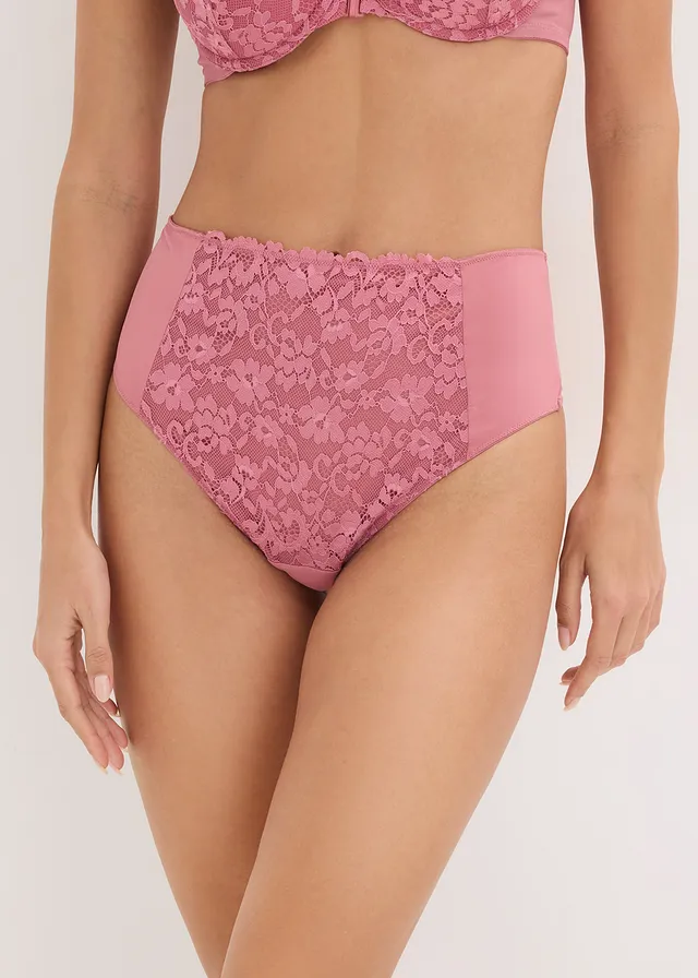 Taillestring met kant, Kleur: bessensorbet