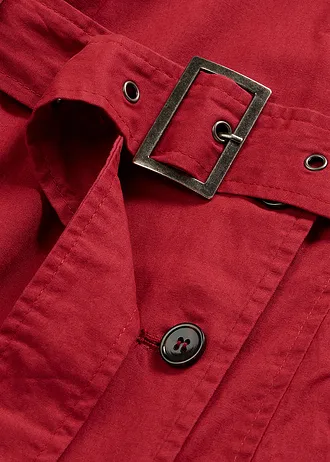 Lange trenchcoat met een ceintuur • kersenrood • bonprix online shop