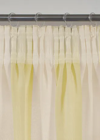 Gestreept gordijn met gerecycled polyester (1 stuk), Kleur: geel-wit