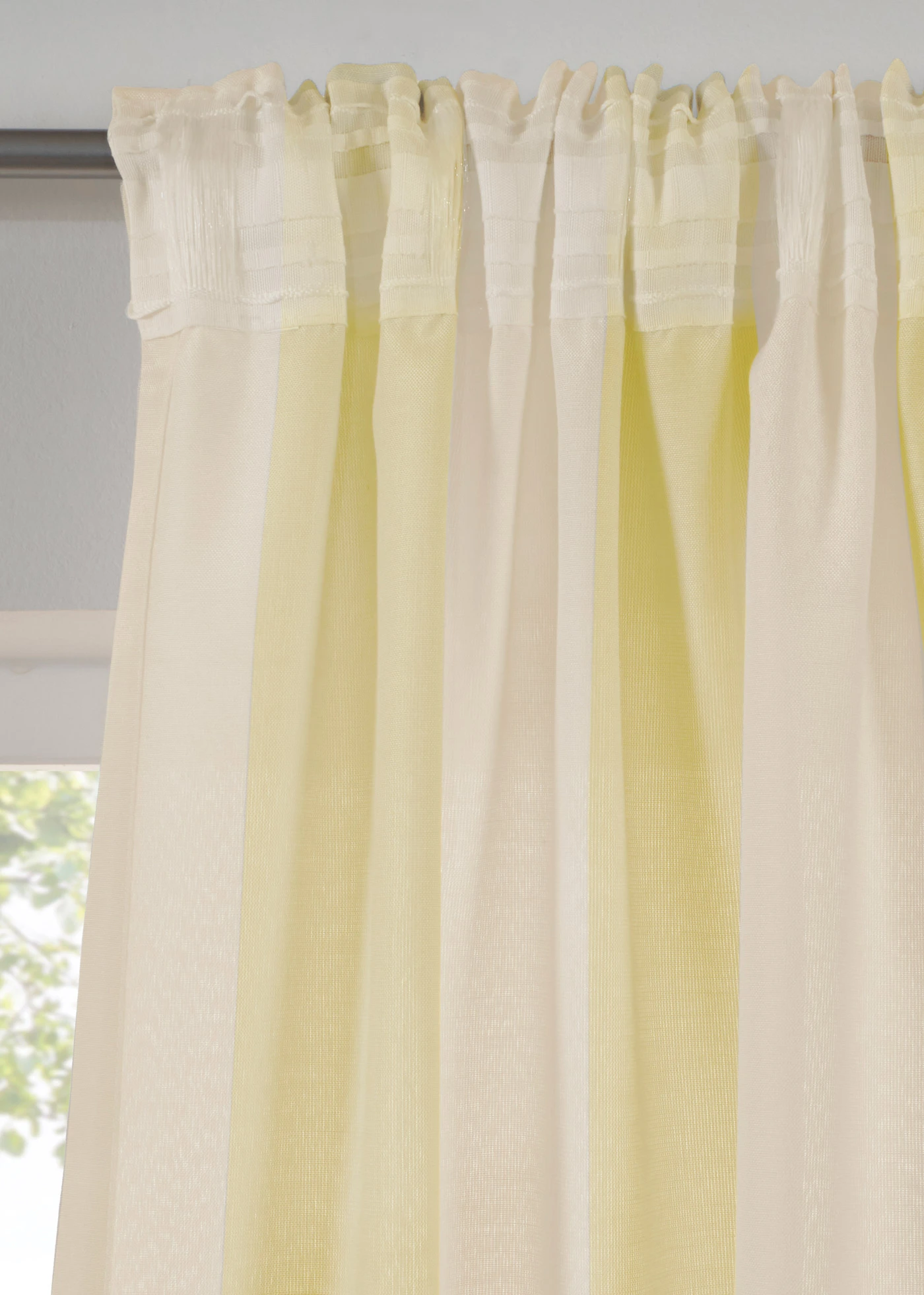 Rideau rayé avec polyester recyclé (1 pce) • blanc-jaune • Boutique bonprix