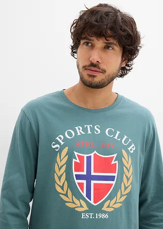 T-shirt manches longues 100% coton • gris vert imprimé • Boutique bonprix