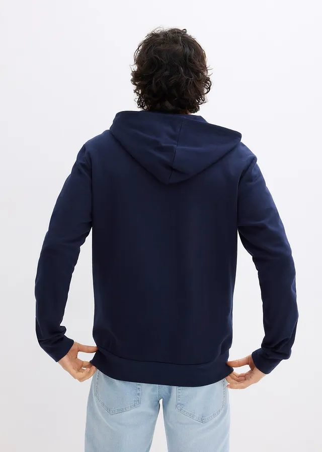 Hoodie van biologisch katoen met ritssluiting, Kleur: donkerblauw