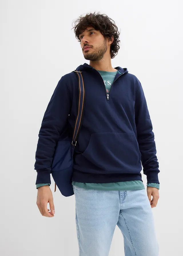 Sweat zippé à capuche 100% coton • bleu foncé • product-page.page-title-suffix