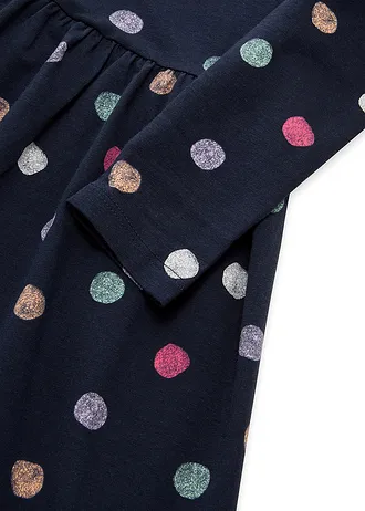 Uitlopende jerseyjurk van Tom Tailor • donkerblauw gestippeld • bonprix online shop