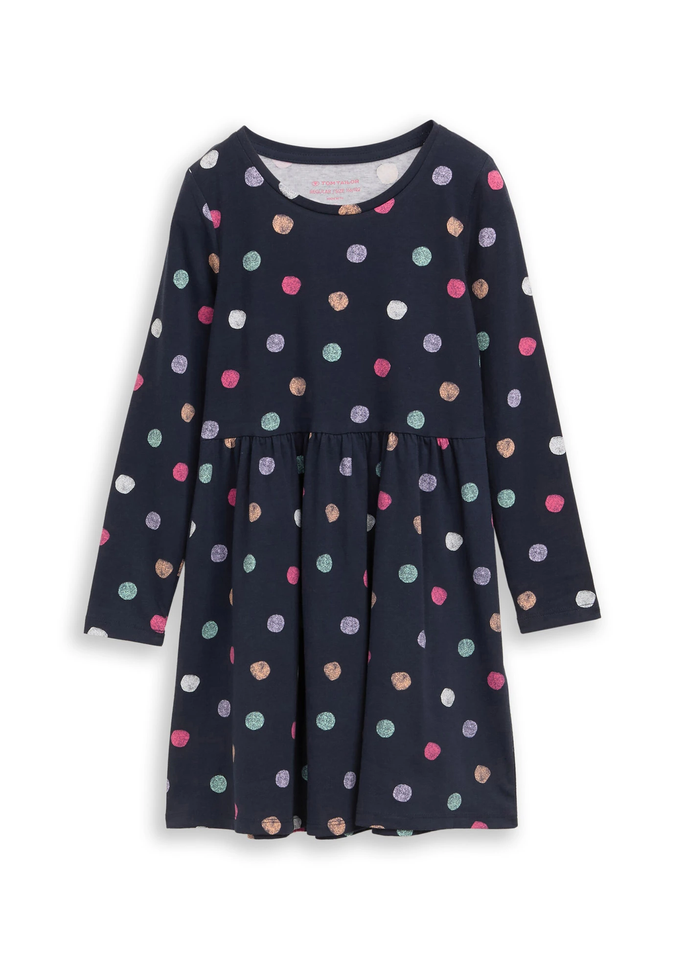 Uitlopende jerseyjurk van Tom Tailor • donkerblauw gestippeld • bonprix online shop