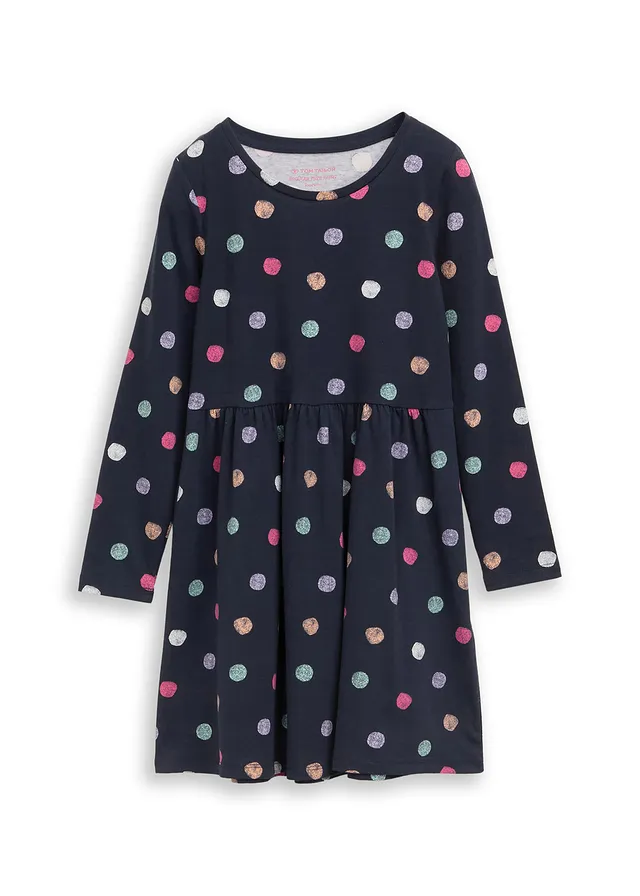 Robe évasée Tom Tailor en jersey • bleu foncé pois • Boutique bonprix