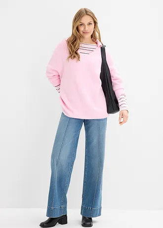 Oversized trui met een polokraag • kristalroze • bonprix online shop