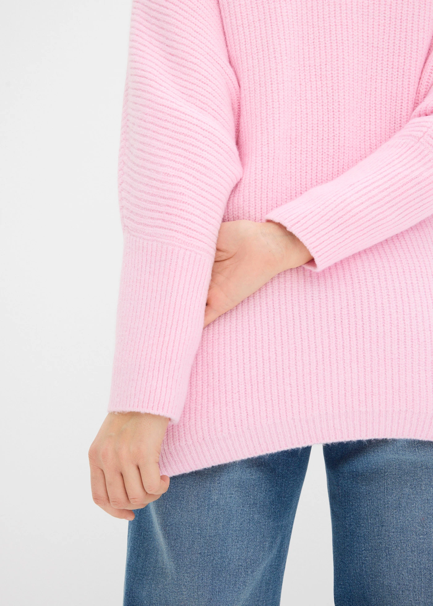 Sweter oversize z kołnierzykiem polo • jasnoróżowy kryształowy • sklep bonprix