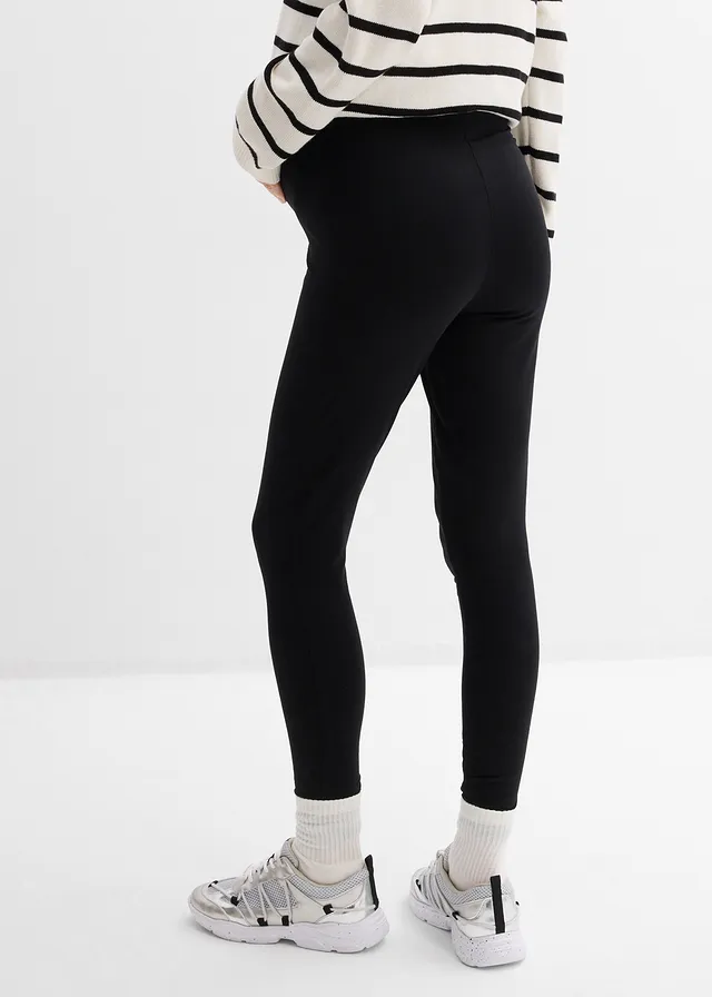 Lot de 3 leggings de grossesse en coton, Couleur: noir