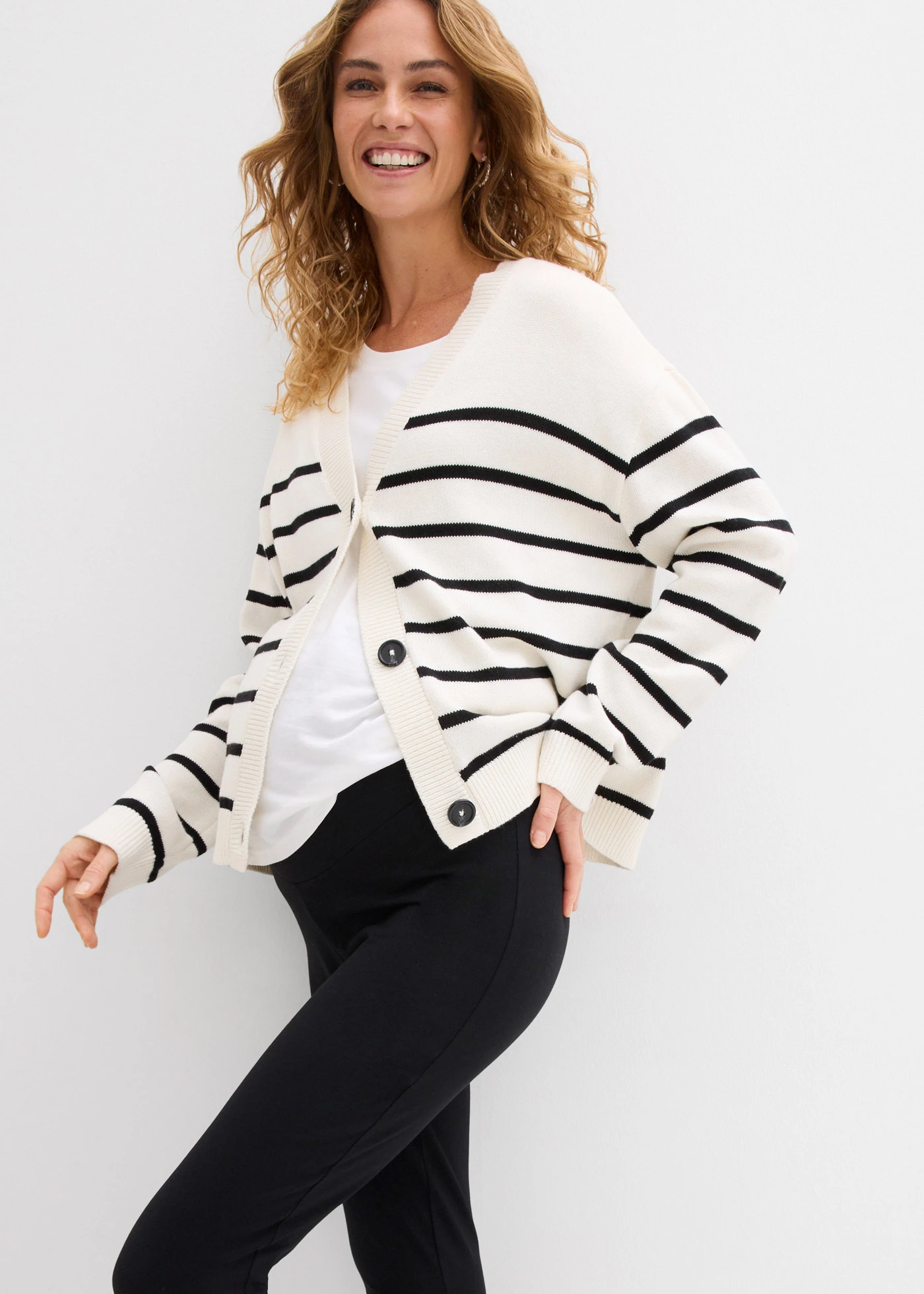 Kismama legging bio-pamutból (3 db-os csomag) • fekete • bonprix áruház