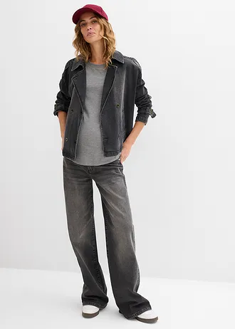 Longsleeve, Kleur: zwart + grijs gemêleerd