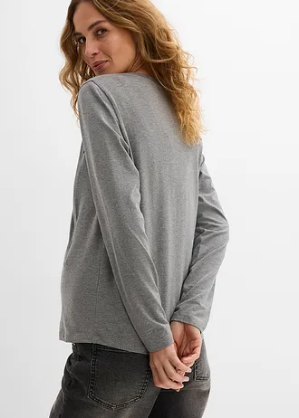 Bluză tricot cu mâneci lungi • negru/gri melanj • magazin bonprix