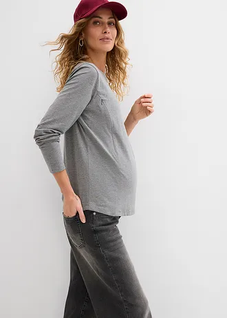 Bluză tricot cu mâneci lungi • negru/gri melanj • magazin bonprix