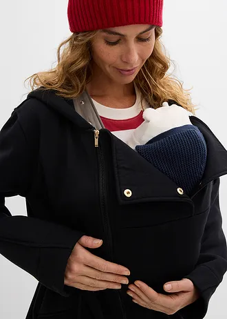 Veste zippée 2en1 pour la grossesse avec empiècement de portage • noir • Boutique bonprix