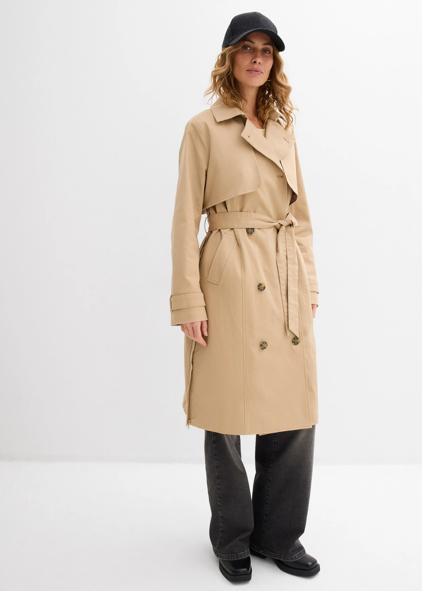 3-in-1 trenchcoat voor de zwangerschap en daarna, met draaginzetstuk • saharabeige • bonprix online shop