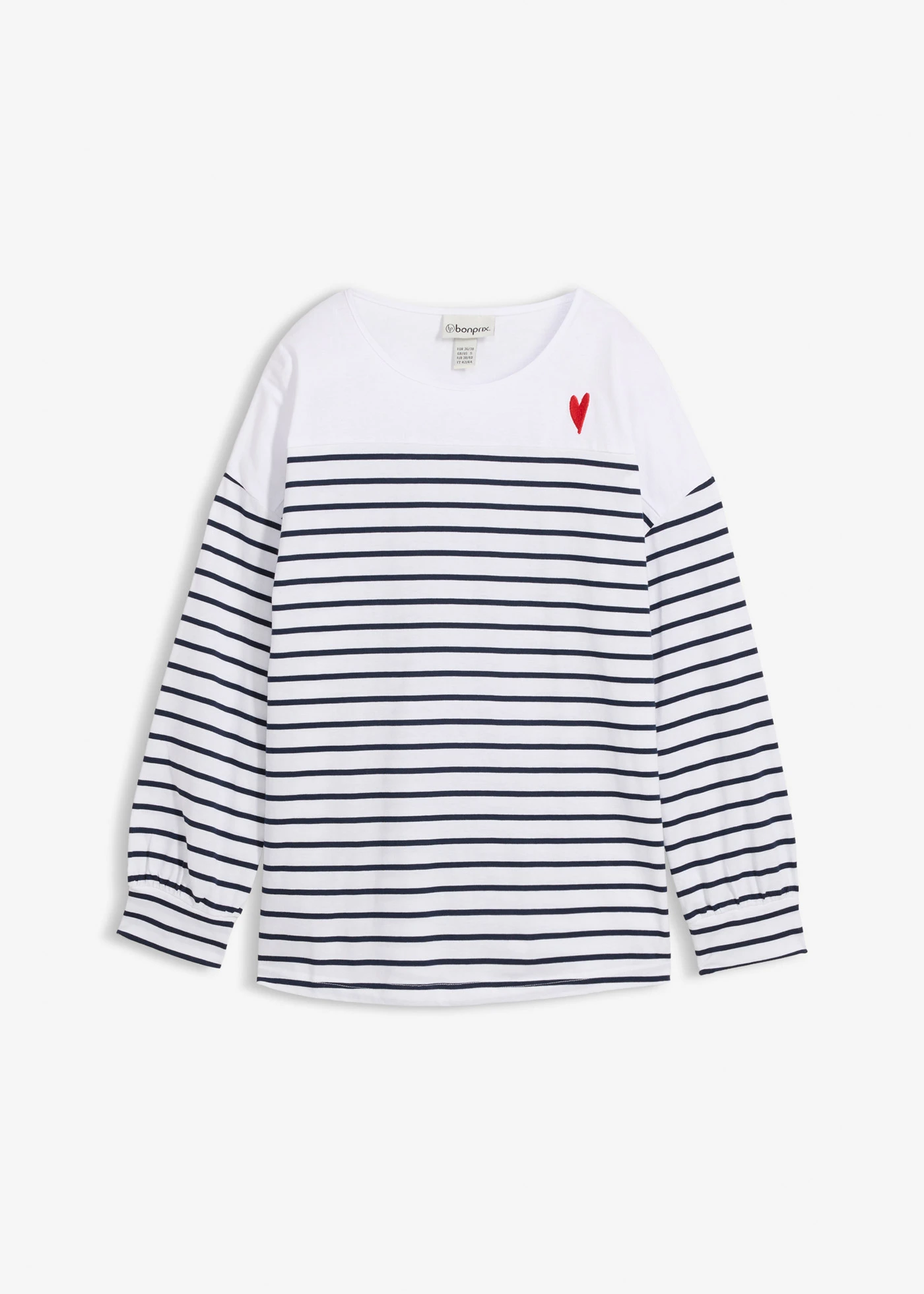 Longsleeve van puur biologisch katoen • wit-donkerblauw gestreept • bonprix online shop