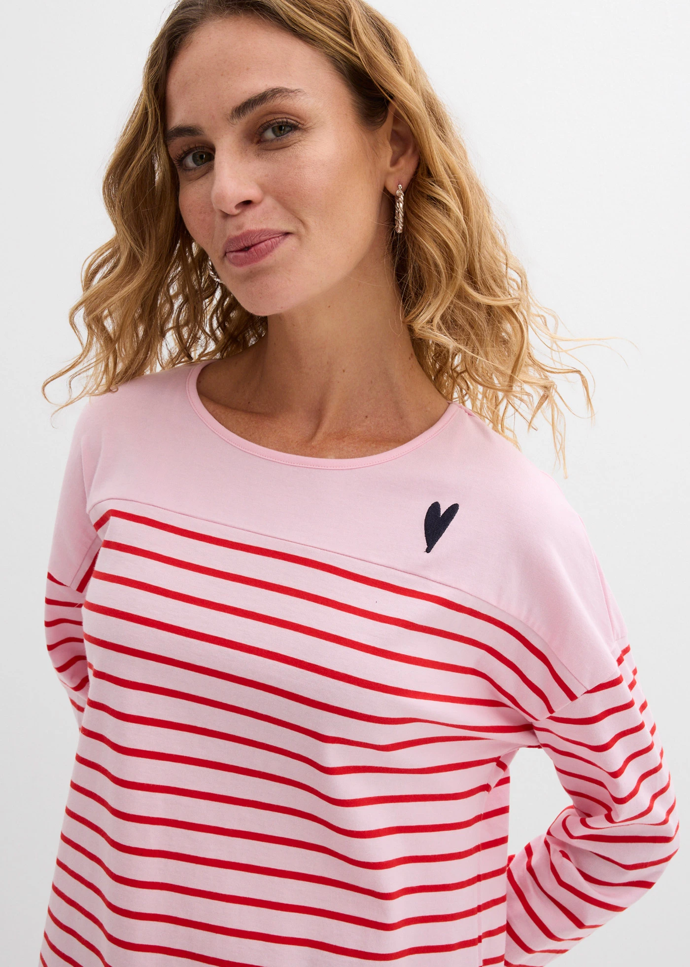 Longsleeve van puur biologisch katoen • kristalroze-aardbeirood gestreept • bonprix online shop