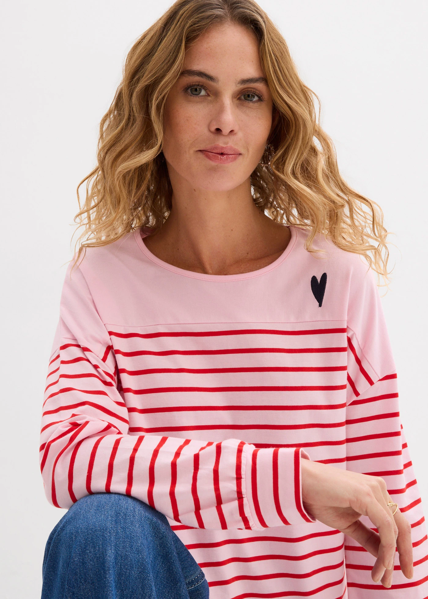 Longsleeve van puur biologisch katoen • kristalroze-aardbeirood gestreept • bonprix online shop