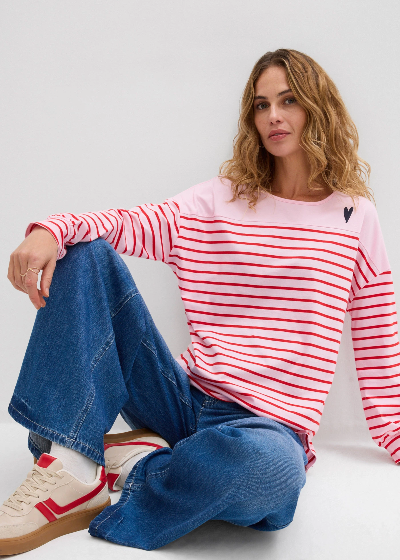 Longsleeve van puur biologisch katoen • kristalroze-aardbeirood gestreept • bonprix online shop