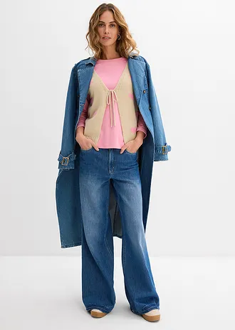 Gebreid vest van een katoenmix, Kleur: lichtsand-roze