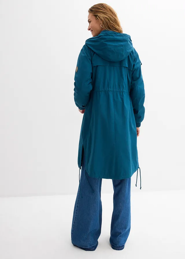 Parka-trench avec grandes poches, Couleur: bleu pétrole