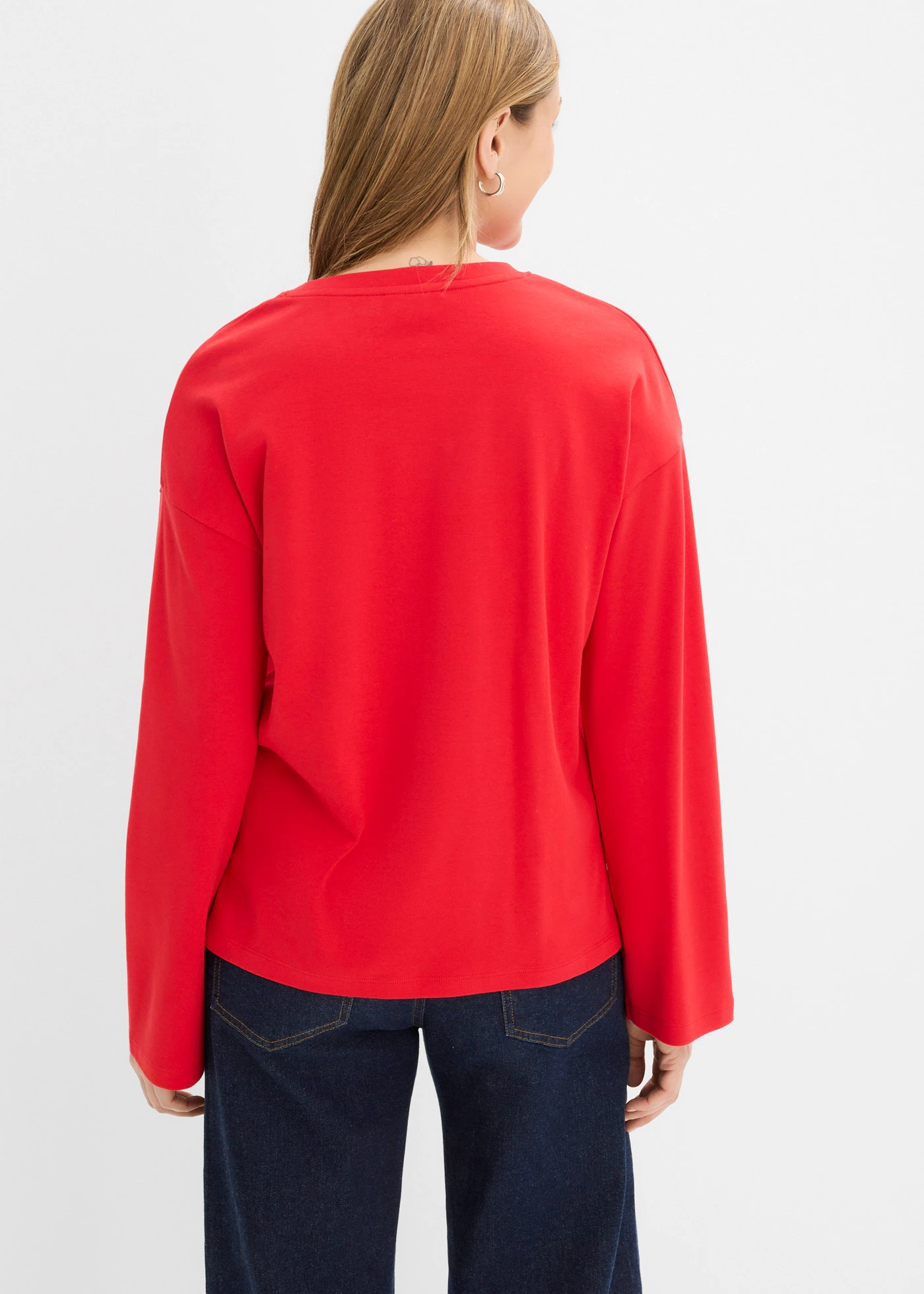 Longsleeve van zwaar katoen • aardbeirood/wolwit met print • bonprix online shop